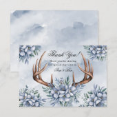 Boho Hertshoorn Stofblauw Bloemig Bedankt (Voorkant / Achterkant)