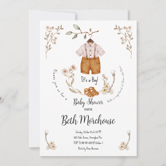 Boho Het is een Baby shower-uitnodiging. Kaart (Voorkant)
