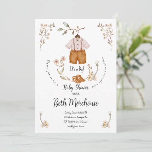 Boho Het is een Baby shower-uitnodiging. Kaart (Staand voorkant)