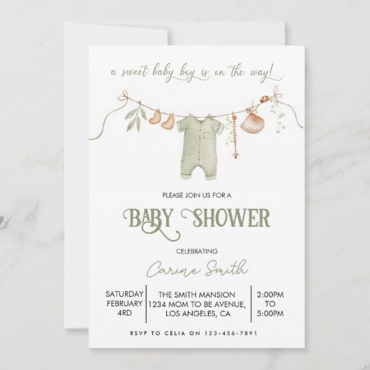 Boho Het is een Boy Baby Kleding Baby shower Kaart (Voorkant)