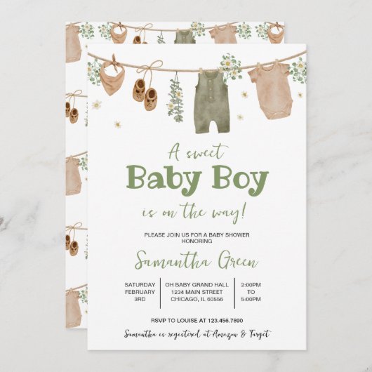 Boho Het is een Boy Baby Kleding Baby shower Kaart (Voorkant / Achterkant)