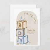 Boho Het is een Boy Blocks en Toys Baby shower Bedankkaart (Voorkant / Achterkant)