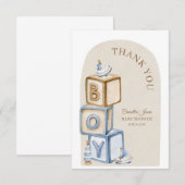 Boho Het is een Boy Blocks en Toys Baby shower Bedankkaart (Voorkant / Achterkant)
