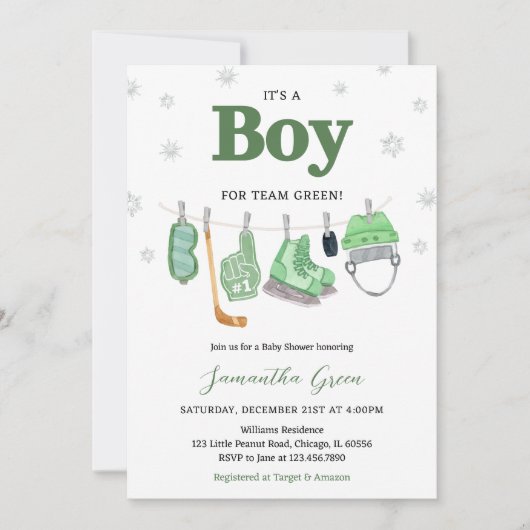 Boho Het is een Boy Ice Hockey Baby shower Kaart (Voorkant)