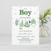 Boho Het is een Boy Ice Hockey Baby shower Kaart (Staand voorkant)