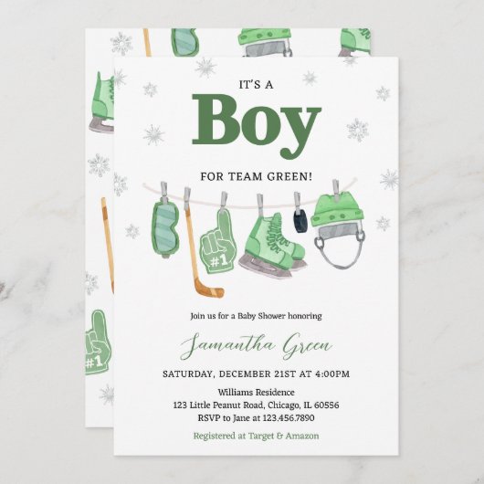 Boho Het is een Boy Ice Hockey Baby shower Kaart (Voorkant / Achterkant)