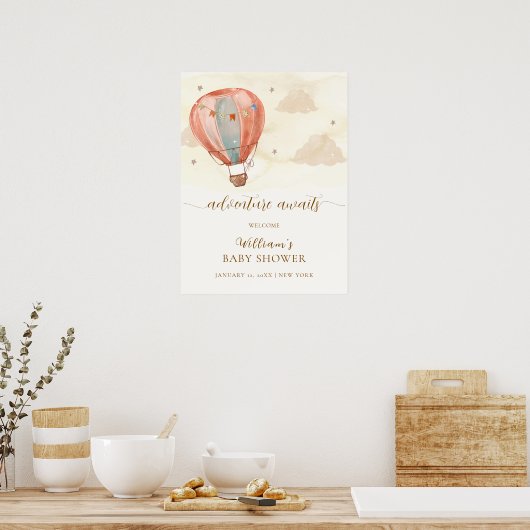 Boho  Hete Luchtballon Baby shower Welkom Poster (Keuken)