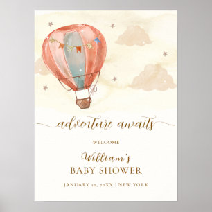 Boho  Hete Luchtballon Baby shower Welkom Poster