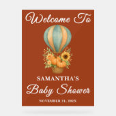 Boho Hete Luchtballon Herfst Baby shower Welkom Acryl Bord (Voorkant)