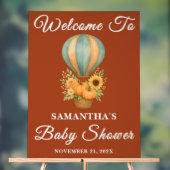 Boho Hete Luchtballon Herfst Baby shower Welkom Acryl Bord (Neutraal)