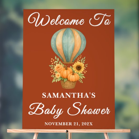 Boho Hete Luchtballon Herfst Baby shower Welkom Acryl Bord (Neutraal)
