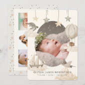 Boho Hete Luchtballon Sky Geboorte Aankondiging (Voorkant / Achterkant)