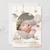 Boho Hete Luchtballon Sky Geboorte Aankondiging (Voorkant)