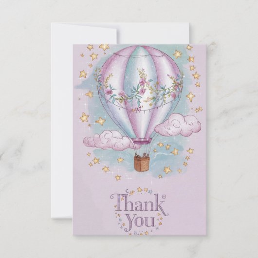 Boho  heteluchtballon bedankkaart (Voorkant)