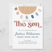 Boho hier komt de Son baby shower uitnodiging (Voorkant)