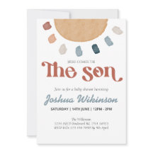 Boho hier komt de Son baby shower uitnodiging