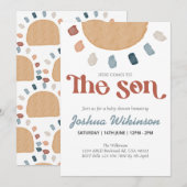 Boho hier komt de Son baby shower uitnodiging (Voorkant / Achterkant)