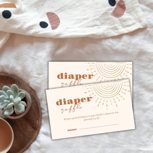 Boho hier komt de Son Diaper Raffle Baby shower Informatiekaartje