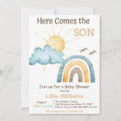 Boho hier komt de uitnodiging voor het Baby shower (Voorkant)