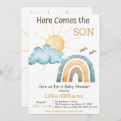 Boho hier komt de uitnodiging voor het Baby shower (Voorkant / Achterkant)