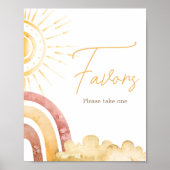 Boho Hier komt de zoon Baby shower gunsten Poster (Voorkant)