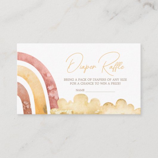 Boho Hier Komt De Zoon Baby shower Luier Raffle Informatiekaartje (Voorkant)