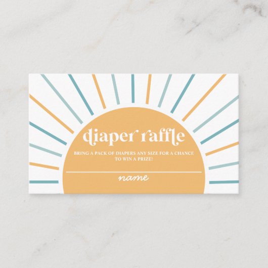 Boho Hier Komt De Zoon Baby shower Luier Raffle Informatiekaartje (Voorkant)