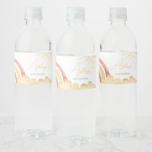 Boho Hier Komt de Zoon Baby Shower Waterfles Etiket