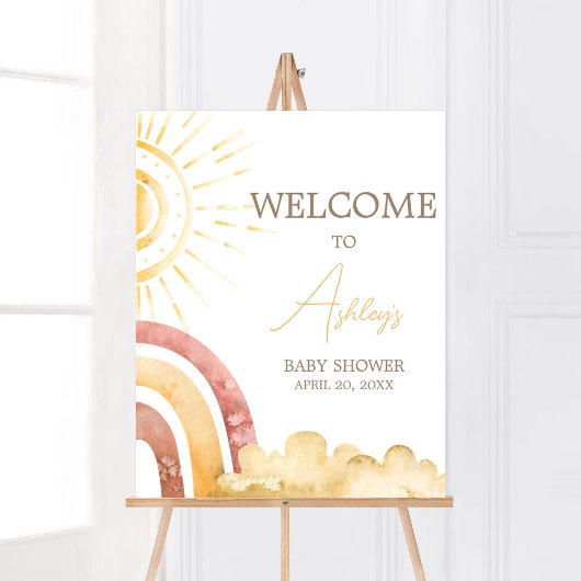 Boho Hier Komt De Zoon Baby shower Welkom Poster