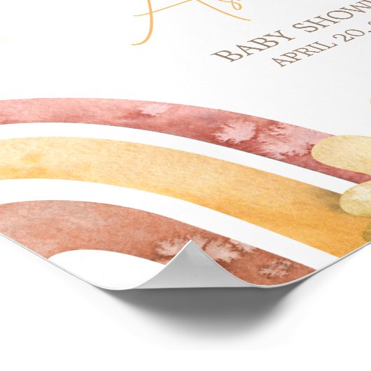 Boho Hier Komt De Zoon Baby shower Welkom Poster (Hoek)