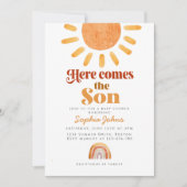 Boho Hier Komt De Zoon Regenboog jongen Baby showe Kaart (Voorkant)