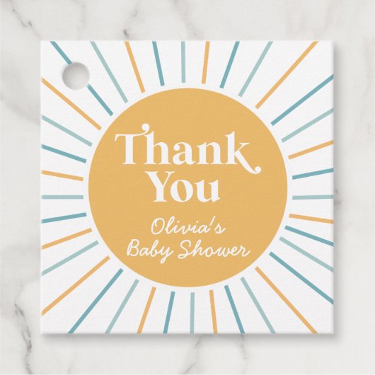 Boho Hier komt de Zoon zonnebaby shower Bedankjes Labels (Voorkant)