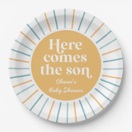 Boho Hier komt de Zoon zonnebaby shower Papieren Bordje