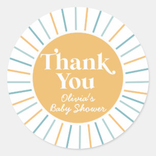Boho Hier komt de Zoon zonnebaby shower Ronde Sticker