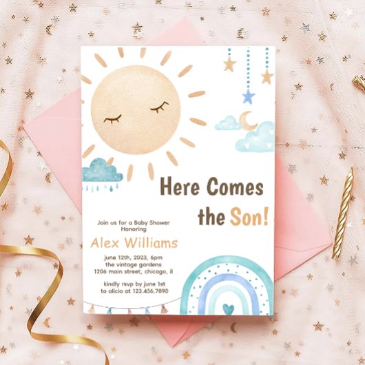 Boho Hier Komt De Zoon Zonneschijn Baby shower Jon Kaart