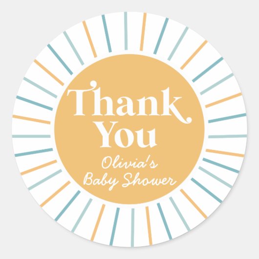 Boho Hier Komt de Zoon zonneschijn baby shower Ronde Sticker (Voorkant)