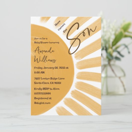 Boho Hier komt het Baby shower van de Zoon Zonneuw Kaart (Staand voorkant)