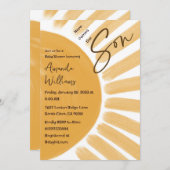 Boho Hier komt het Baby shower van de Zoon Zonneuw Kaart (Voorkant / Achterkant)