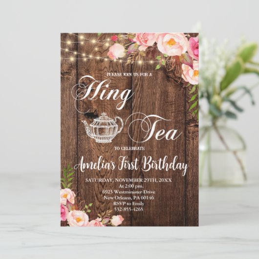 Boho High Tea Verjaardagsfeest, Par-Tea Kaart (Staand voorkant)