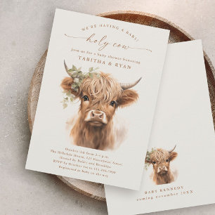 Boho Highland Cow Uitnodigingen voor Baby Shower v