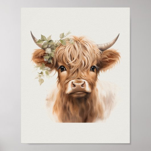 Boho Highland Koe Art Print Poster (Voorkant)