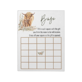 Boho Highland Koe Baby Shower Bingo Spel Notitieblok