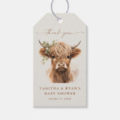 Boho Highland Koe Baby shower Dank je wel Favor Cadeaulabel (Voorkant)
