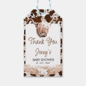 Boho Highland Koe Baby shower Dank u Label Cadeaulabel (Voorkant)