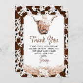 Boho Highland Koe Baby shower Hartelijk dank Kaart (Voorkant / Achterkant)
