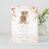 Boho Highland Koe Baby Shower Kaart (Staand voorkant)