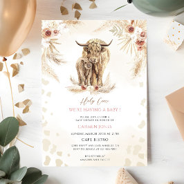 Boho Highland Koe Baby Shower Kaart