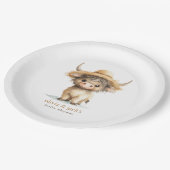 Boho Highland Koe Baby shower Papieren Bordje (Gekanteld)