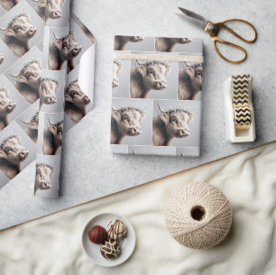 Boho Highland Koe Baby's Breath Crown Cadeaupapier