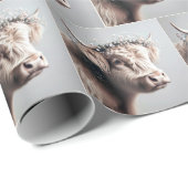 Boho Highland Koe Baby's Breath Crown Cadeaupapier (Rol Hoek)